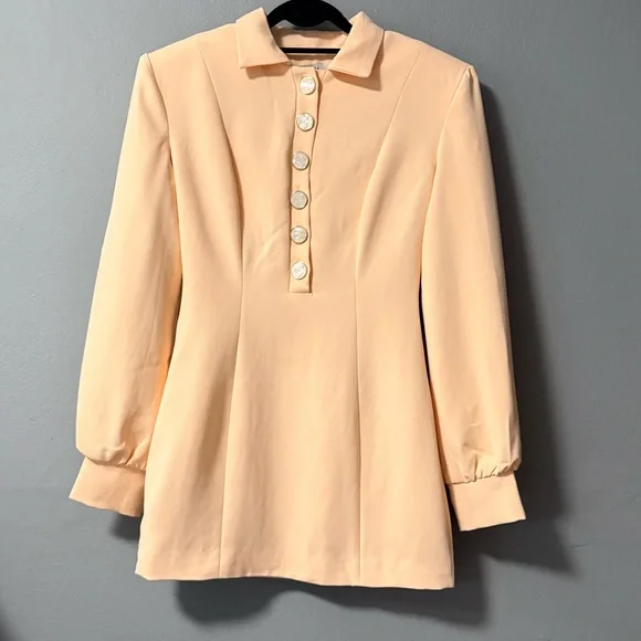 NWT Atoir Goldie Mini Dress in Peach with Statement Ivory Buttons. Size US 4. - Picture 7 of 12